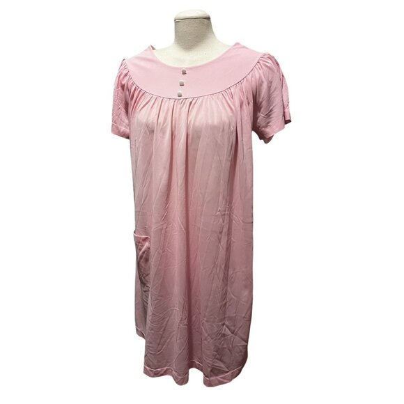 Vintage Handmade 70's Pink Flowy Nightgown with Pocket Sz Medium/Large Womens Sh - Picture 6 of 12